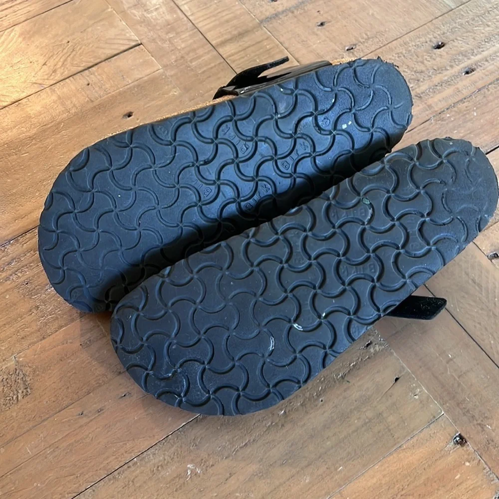 Birkenstock Gizeh Black Patent Leather Cork Sandals Thongs EU 38 US 7